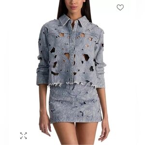 Alice + Olivia Finely Laser Cut Shirt S $550